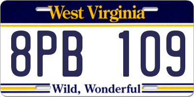 WV license plate 8PB109