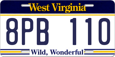 WV license plate 8PB110