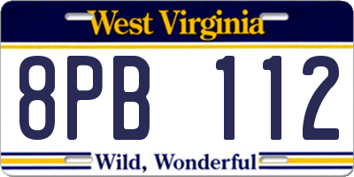WV license plate 8PB112