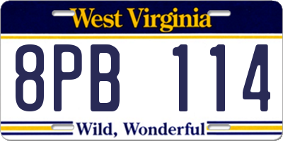 WV license plate 8PB114