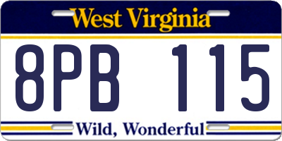 WV license plate 8PB115