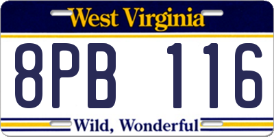 WV license plate 8PB116