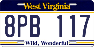 WV license plate 8PB117