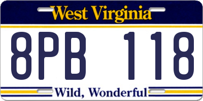 WV license plate 8PB118