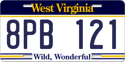 WV license plate 8PB121