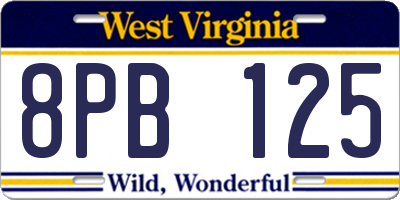 WV license plate 8PB125