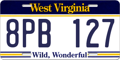 WV license plate 8PB127