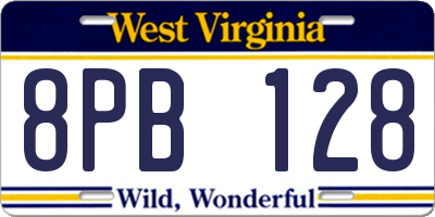WV license plate 8PB128