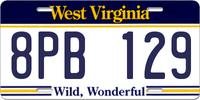WV license plate 8PB129