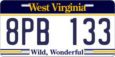 WV license plate 8PB133