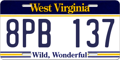 WV license plate 8PB137
