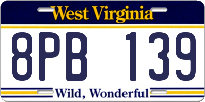 WV license plate 8PB139