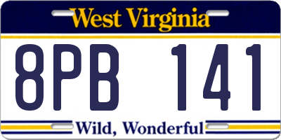 WV license plate 8PB141