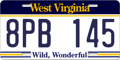 WV license plate 8PB145