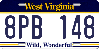 WV license plate 8PB148