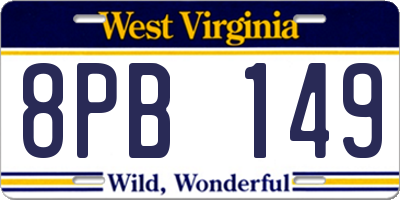 WV license plate 8PB149