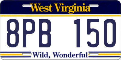 WV license plate 8PB150