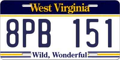 WV license plate 8PB151