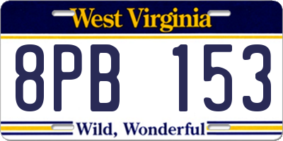 WV license plate 8PB153