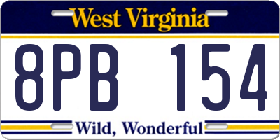 WV license plate 8PB154