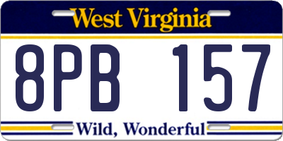 WV license plate 8PB157
