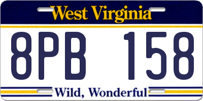 WV license plate 8PB158