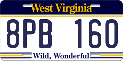 WV license plate 8PB160