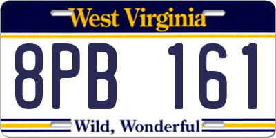 WV license plate 8PB161
