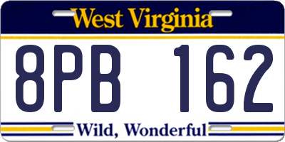 WV license plate 8PB162