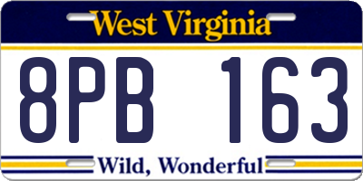 WV license plate 8PB163