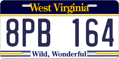 WV license plate 8PB164