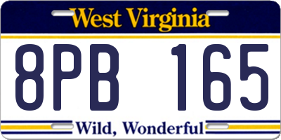 WV license plate 8PB165
