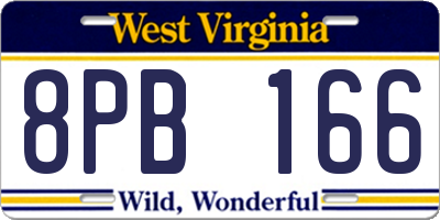 WV license plate 8PB166