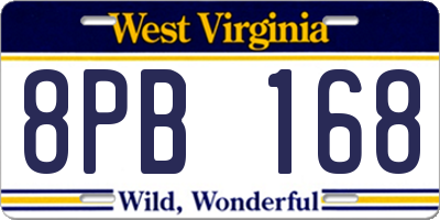 WV license plate 8PB168