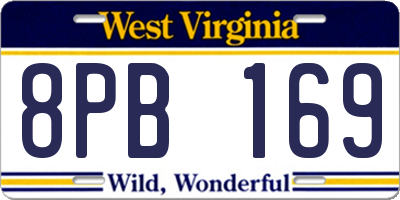 WV license plate 8PB169