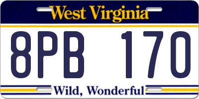 WV license plate 8PB170