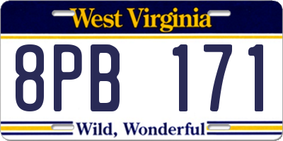 WV license plate 8PB171