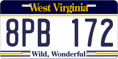 WV license plate 8PB172