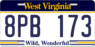 WV license plate 8PB173