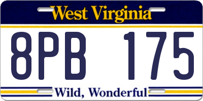 WV license plate 8PB175