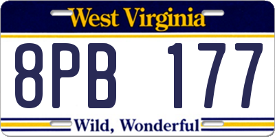 WV license plate 8PB177