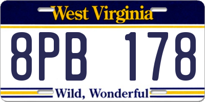 WV license plate 8PB178
