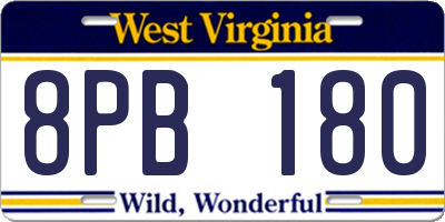 WV license plate 8PB180
