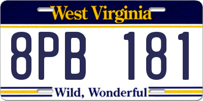 WV license plate 8PB181