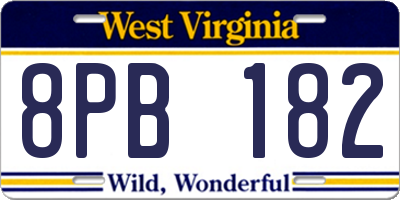 WV license plate 8PB182