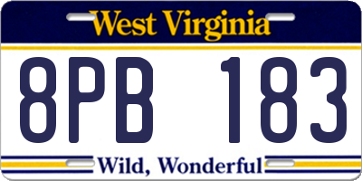 WV license plate 8PB183