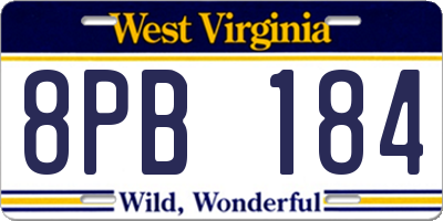 WV license plate 8PB184