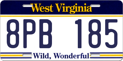 WV license plate 8PB185