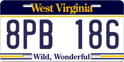 WV license plate 8PB186