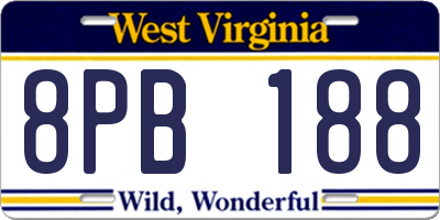 WV license plate 8PB188